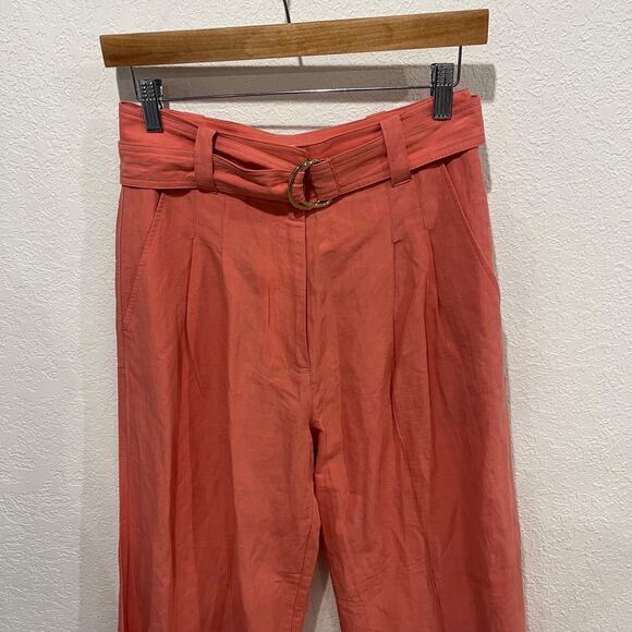Ulla Johnson Wide Leg Belted Pleated Trousers Silk Linen Pants 2 High Rise - Picture 3 of 11